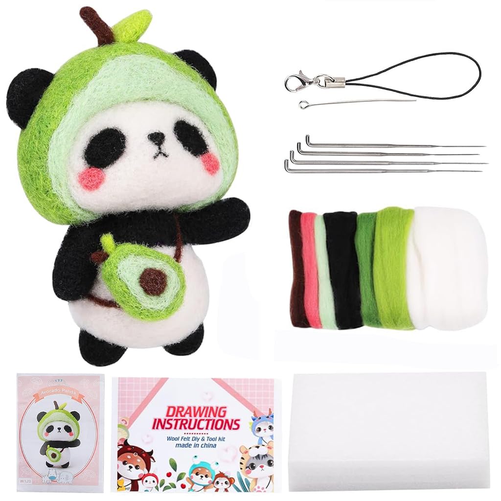 PATPAT DIY Needle Felting Kit Cute Panda Needle Felting Toy DIY Keychain Panda Needle Felting Charm Color Wool Needle Felting Kit with Tools DIY Crafting Kit for Kids Adults DIY Children's Day Gift PATPAT DIY Needle Felting Kit Cute Panda Needle Felting Toy DIY Keychain Panda Needle Felting Charm Color Wool Needle Felting Kit with Tools DIY Crafting Kit for Kids Adults DIY Children's Day Gift